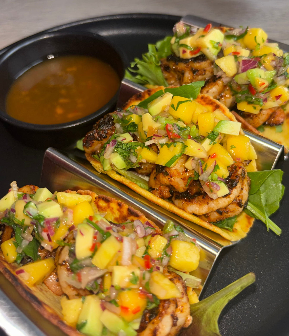 Moonshine Mango Prawn Tacos