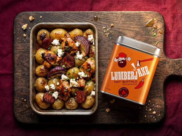 CHICKEN & CHORIZO HONEY BUFFALO TRAY BAKE